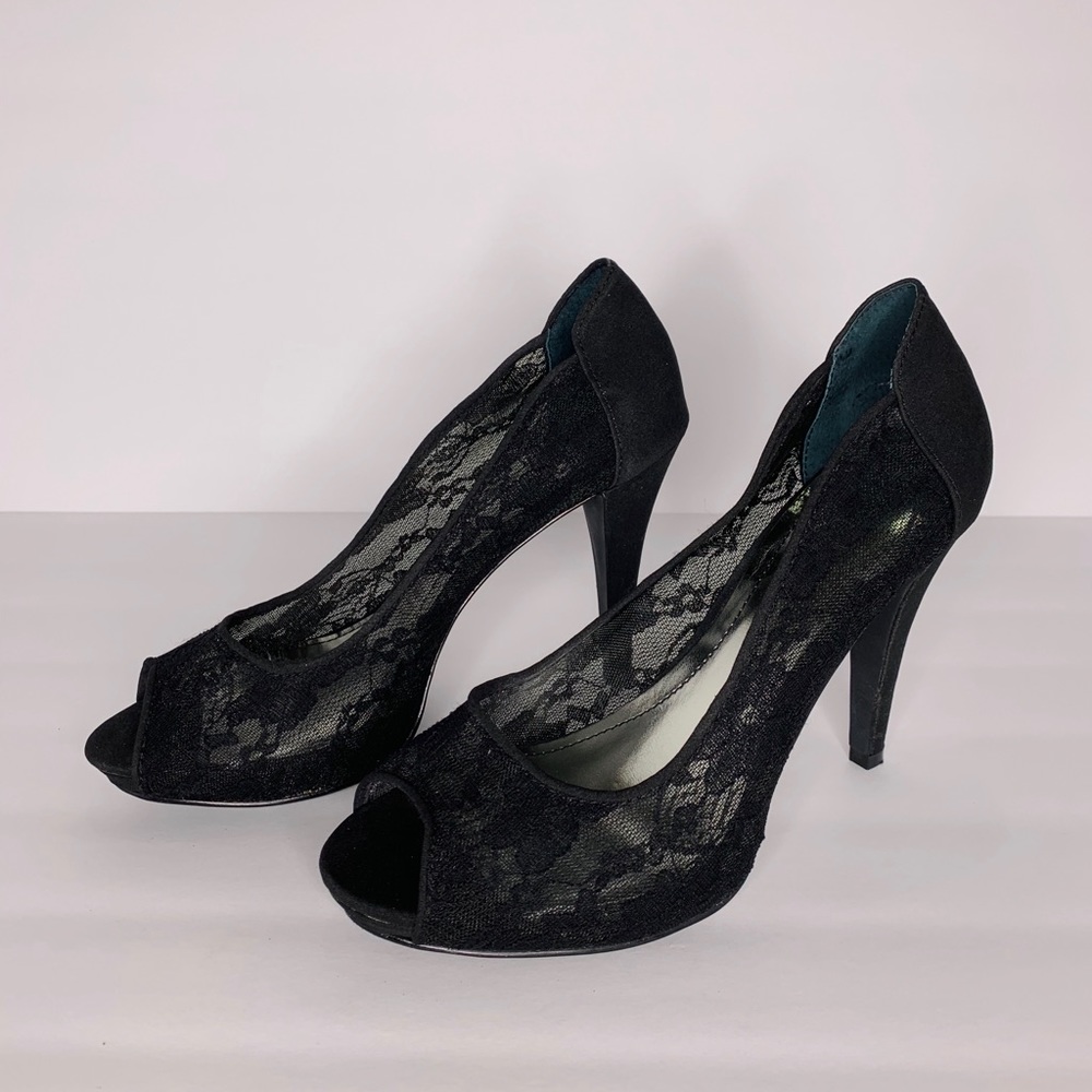 Style & Co., Black Lace Peep Toe Heels